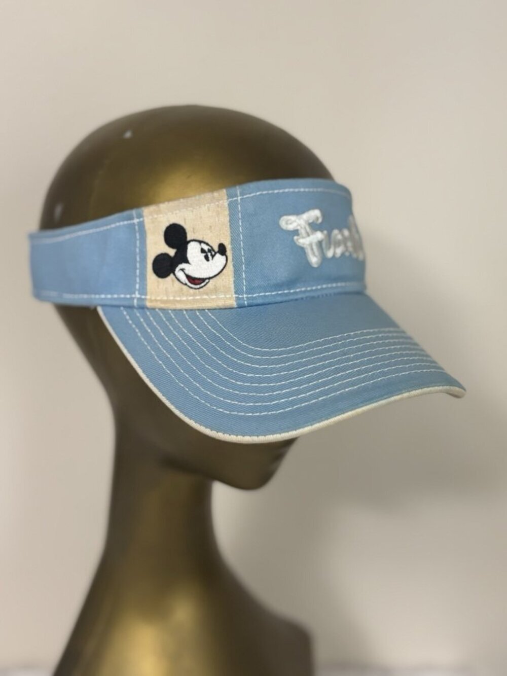Vintage Mickey Mouse Florida‎ Visor Hat Blue One Size Embroidered Disney